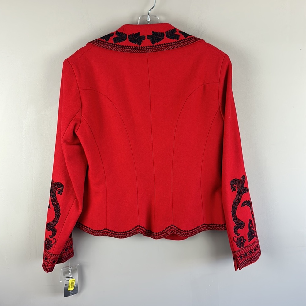 Peter Nygard Red Blazer with Black Embroidery - Picture 2 of 16
